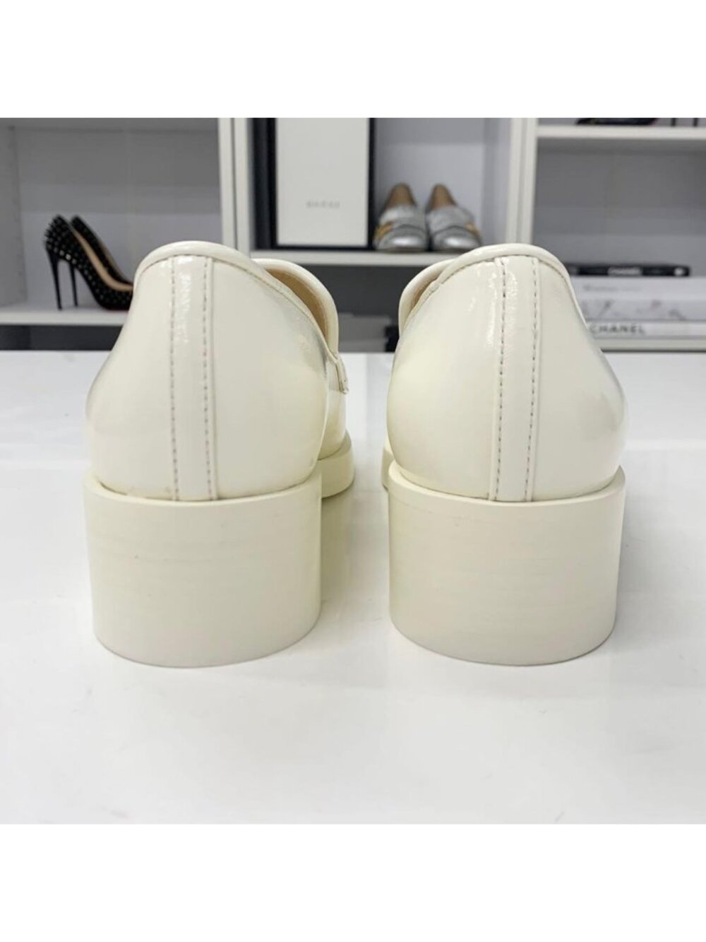 Chanel Coco Mark Leather Loafers White - Picture 5 of 10